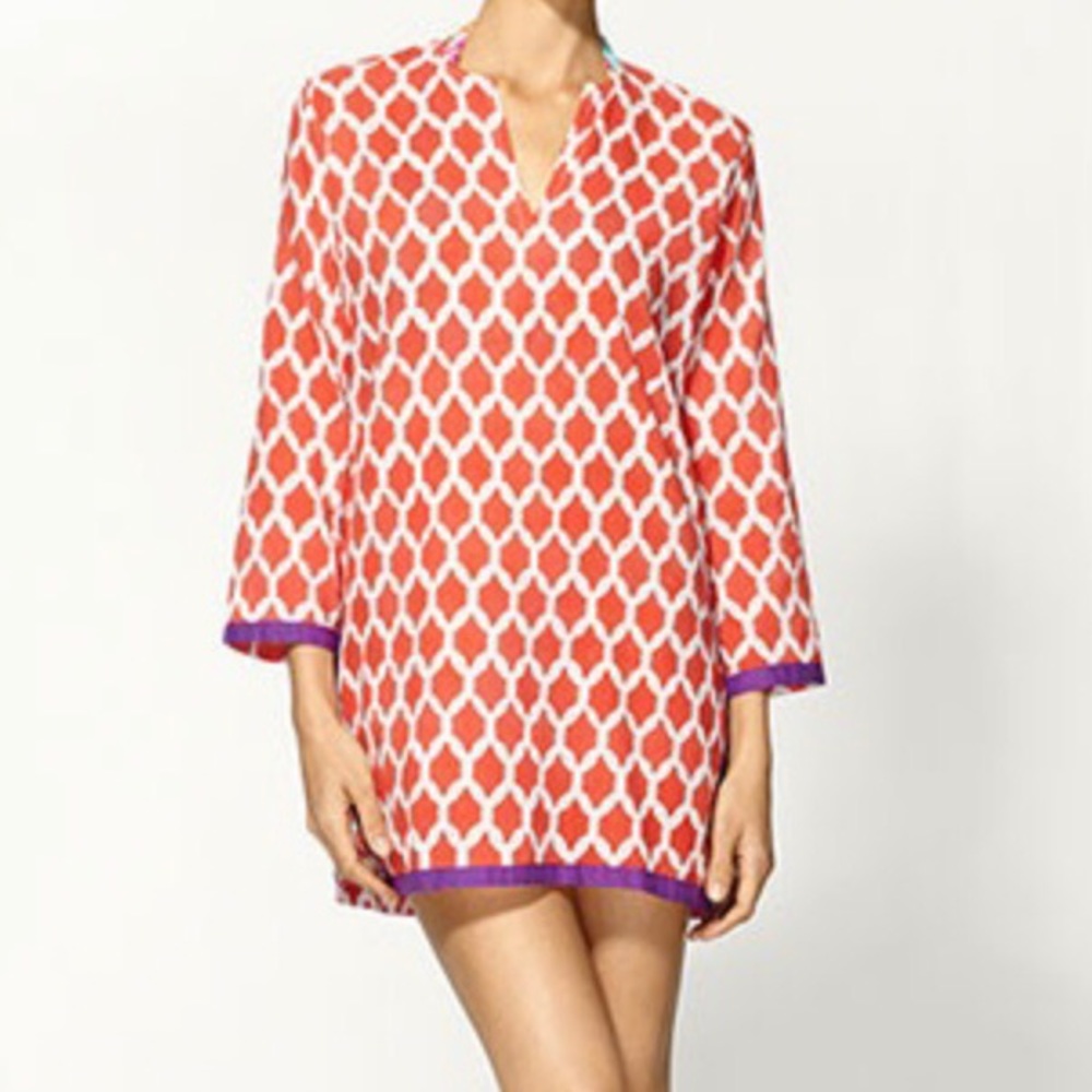 Roberta Roller Rabbit For Piperlime Kurta With Border Tunic Top Sz XS - Picture 1 of 12